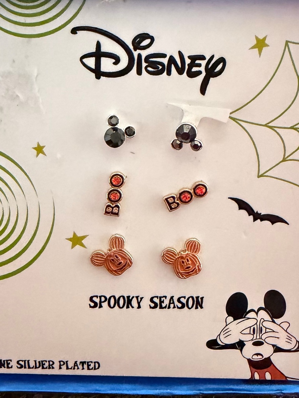 Disney Kids Spooky Season Earring Set - Black, Orange & Gold